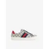 Gucci Ace Monogram Canvas Low-top Sneakers In Blue