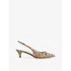 Gucci Womens Beige Ebony Erin Gg 45 Slingback Canvas Pumps Eur 37 / 4 Uk