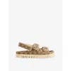 Gucci New Marmont Gg Leather-trimmed Sandals In Beige Ebony New Ivoire