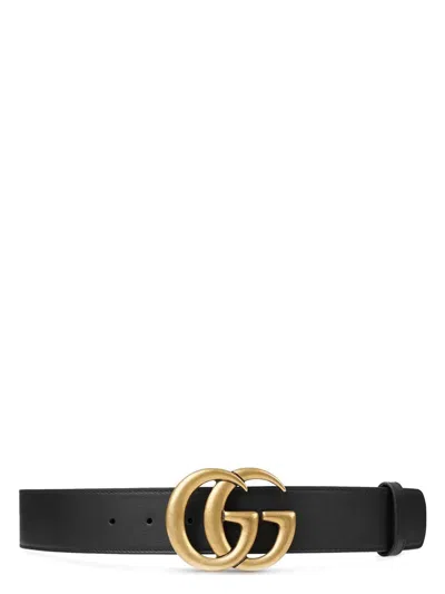 Gucci Womens Belt With Double G Buckle In Black