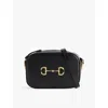 Gucci Womens Black 1955 Logo-plaque Leather Shoulder Bag In Black