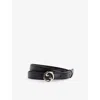 Gucci Womens Blondie Logo-buckle Leather Belt Black In Black