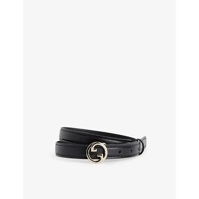 GUCCI WOMENS BLACK BLONDIE LOGO-BUCKLE LEATHER BELT