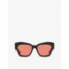 Gucci Womens Black Gc002123 Gg1422s Cat-eye-frame Acetate Sunglasses In Black