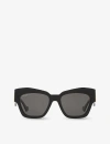 Gucci Womens Gc002123 Gg1422s Cat-eye Frame Acetate Sunglasses Black In Black
