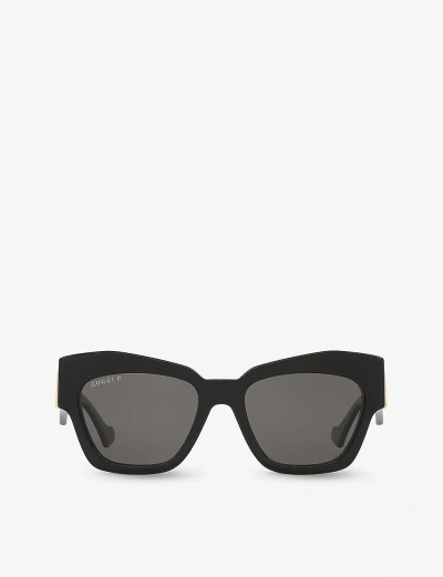 Gucci Womens Black Gc002123 Gg1422s Cat-eye Frame Acetate Sunglasses