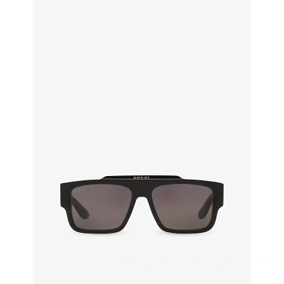 Gucci Womens Black Gc002152 Gg1460s Square-frame Acetate Sunglasses