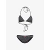 Gucci Womens Black Gg Supreme Logo-embellished Bikini Set