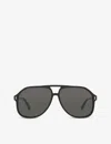 Gucci Aviator Tortoiseshell-acetate Sunglasses In Black