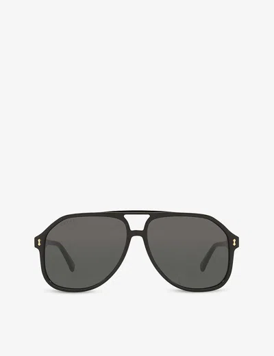 Gucci Aviator Tortoiseshell-acetate Sunglasses In Black