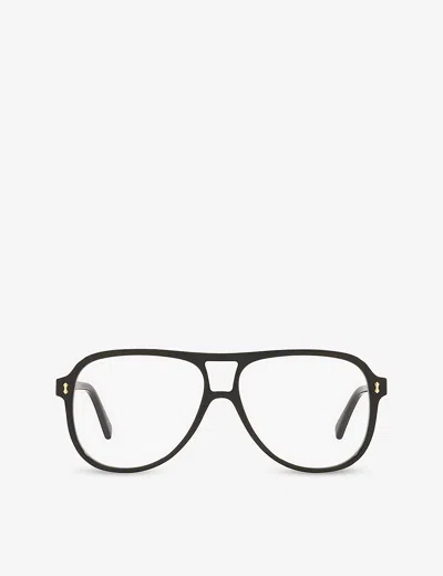 Gucci Womens Black Gg1044o Aviator-framed Acetate Optical Glasses