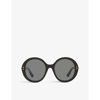 Gucci Womens Black Gg1081s Round-frame Acetate Sunglasses In Black