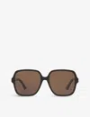 Gucci Womens Black Gg1189s Square-frame Acetate Sunglasses In Black
