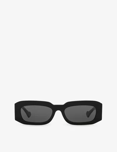 Gucci Womens Black Gg1426s Rectangle-frame Acetate Sunglasses