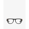 Gucci Womens Gg1519o Oval-frame Acetate Eyeglasses Black In Black