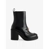 Gucci Womens Black Horsebit Block-heel Leather Ankle Boots In Black