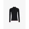 Gucci Womens Black Mc Polo-collar Striped-trim Cashmere-silk Blend Knit Top In Black Mc