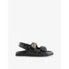 Gucci Nappa Leather Open Toe Flat Sole Sandals In Black