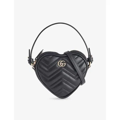 Gucci Womens Black/black Gg Marmont Mini Top Handle Bag