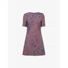 Gucci Textured Wool Dress Featuring Signature Buttons In Purple