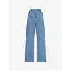 Gucci Womens Blue Wide-leg Mid-wash Denim Jeans In Blue