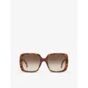 Gucci Womens Gc001665 Rectangle-frame Injected Sunglasses Brown In Brown