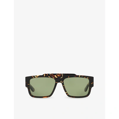 Gucci Womens Brown Gc002152 Gg1460s Square-frame Acetate Sunglasses