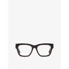Gucci Womens Gc002290 Rectangle-frame Acetate Optical Glasses Brown