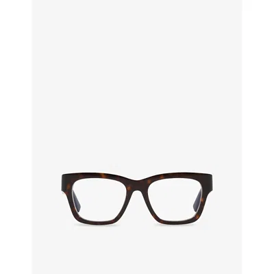 Gucci Womens Gc002290 Rectangle-frame Acetate Optical Glasses Brown