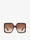 Gucci Tortoiseshell Print Square Sunglasses In Brown