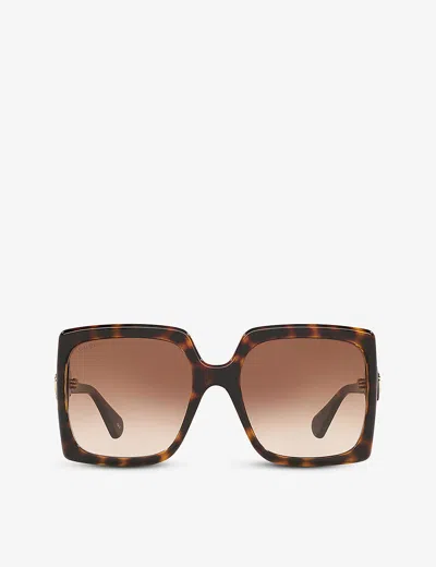 GUCCI WOMENS BROWN GG0876S SQUARE-FRAME GLASS AND ACETATE SUNGLASSES,45763693