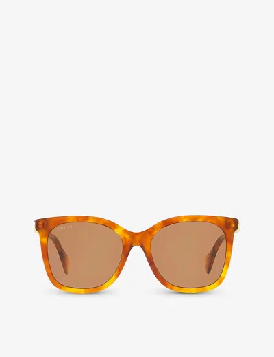 Gucci Womens Brown Gg1071s Square-frame Tortoiseshell Acetate Sunglasses
