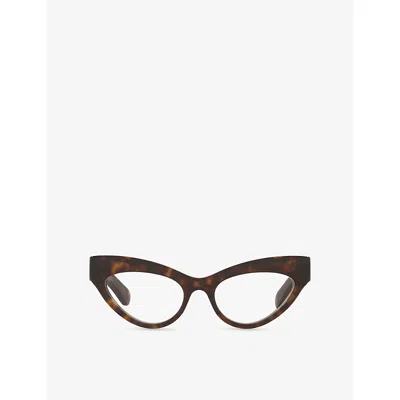 Gucci Womens Brown Gg1295o Cat Eye-frame Acetate Optical Glasses