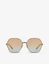 Gucci Womens Brown Gg1335s Rectangle-frame Metal Sunglasses In Brown