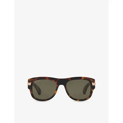 Gucci Womens Gg1517s Square-frame Acetate Sunglasses Brown