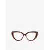Gucci Womens Gg1530o Cat-eye Frame Acetate Glasses Brown In Brown