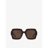 Gucci Womens Gg1547s Square-frame Acetate Sunglasses Brown In Brown