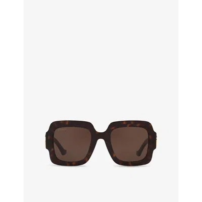 Gucci Womens Gg1547s Square-frame Acetate Sunglasses Brown