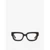 Gucci Womens Brown Gg1548o Rectangle-frame Tortoiseshell Acetate Optical Glasses In Brown