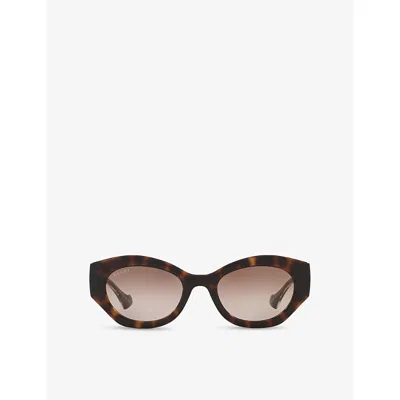 Gucci Womens Gg1553s Cat-eye Acetate Sunglasses Brown