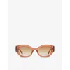Gucci Womens Brown Gg1553s Cat Eye-frame Acetate Sunglasses In Brown