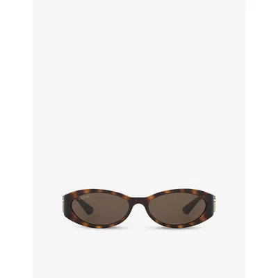 Gucci Womens Brown Gg1660s Oval-frame Acetate Sunglasses