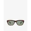 Gucci Womens Gg1706s Tortoiseshell Square-frame Acetate Sunglasses Brown In Brown