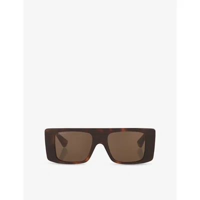 Gucci Womens Gg1888s Square-frame Acetate Sunglasses Brown