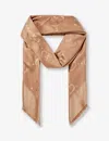 Gucci Womens Camel Brand-print Tasselled-trim Silk And Wool Blend Scarf In Camel