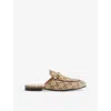 Gucci Princetown Gg Canvas Bit Loafer Mules In Camel Ebony Crystal