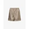 Gucci Womens Monogram Relaxed-fit Silk Shorts Camel Ebony Mc In Brown