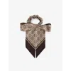 Gucci Womens  Lamy Chou Monogram-print Silk Hair Scrunchie In Camel/light Brown