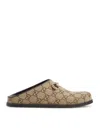 Gucci Gg Monogram Horsebit Flat Mules In Brown