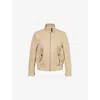 Gucci Womens Band-collar Two-buttoned-pockets Regular-fit Cotton Jacket Cold Beige In Cold Beige